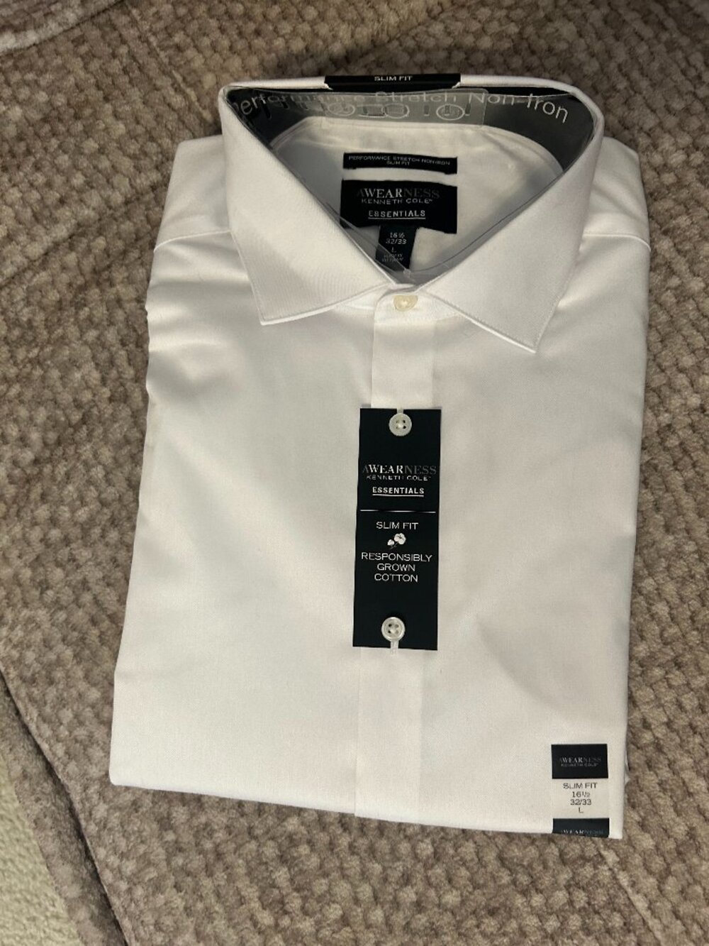 Awearness Kenneth Cole Slim Fit Performance Dress Shirt, White Solid